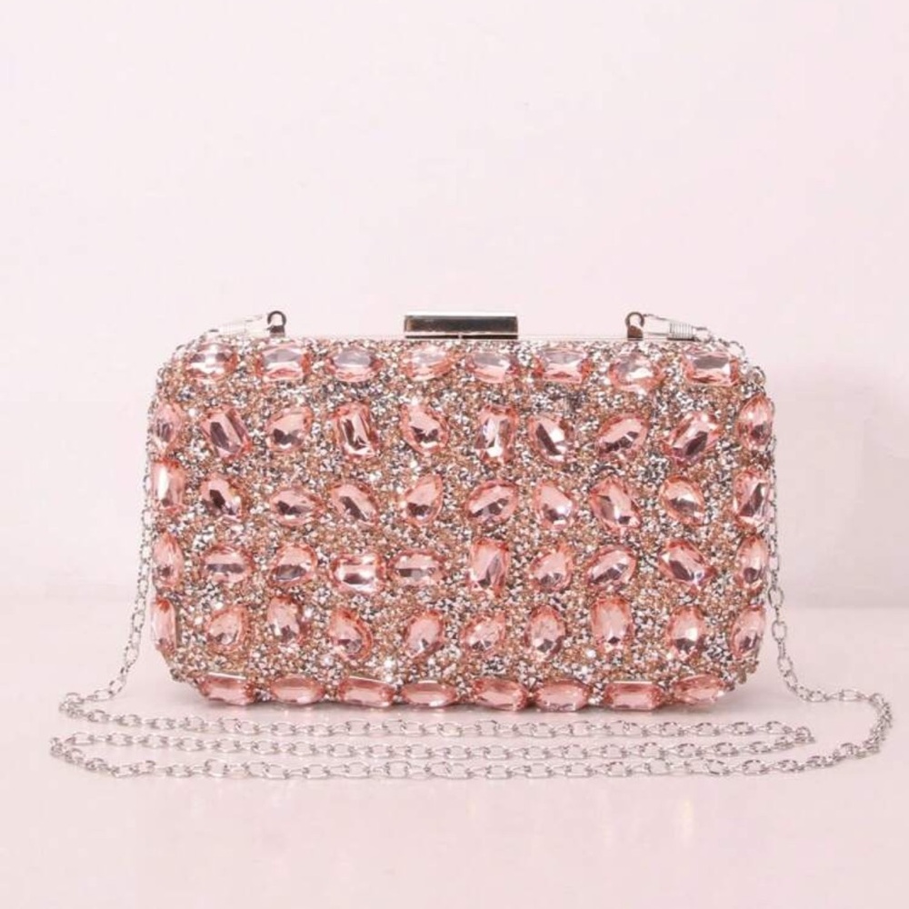 Embellished Pink Crystal Evening Clutch